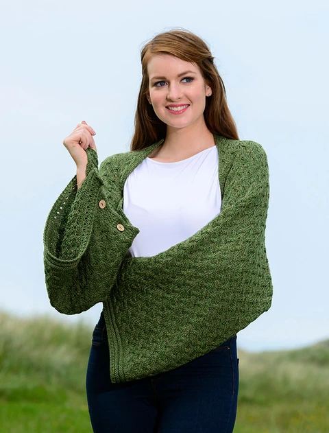 Super Soft Trellis Poncho - Meadow Green