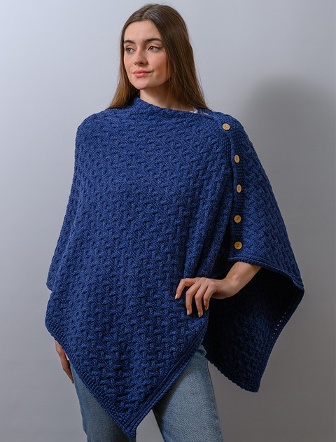 Super Soft Trellis Poncho -  Ink