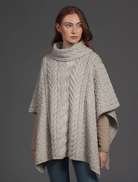 Super Soft Cowl Neck Poncho - Toasted Oat