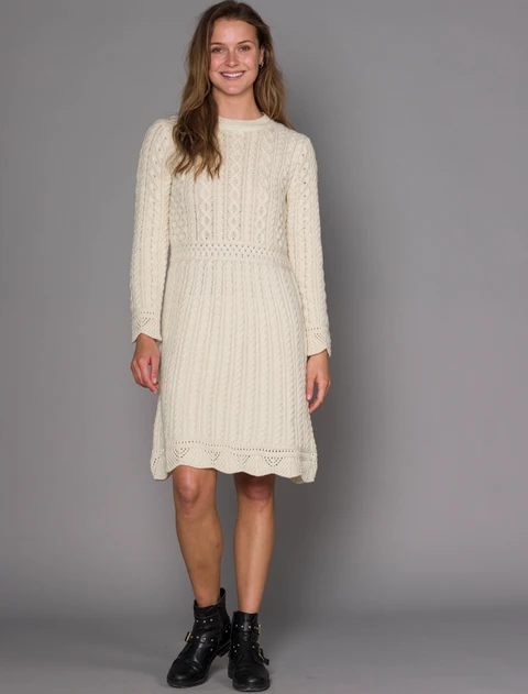 A Line Knitted Dress - White