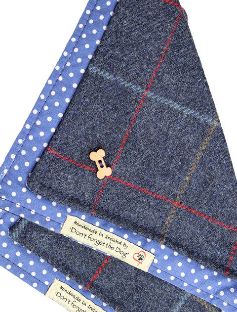Tweed Doggy Neckerchief Bandana - Navy Blue