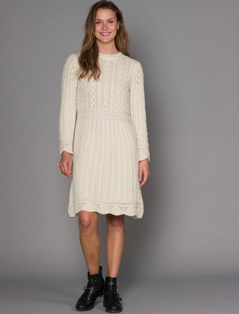 A Line Knitted Dress - White