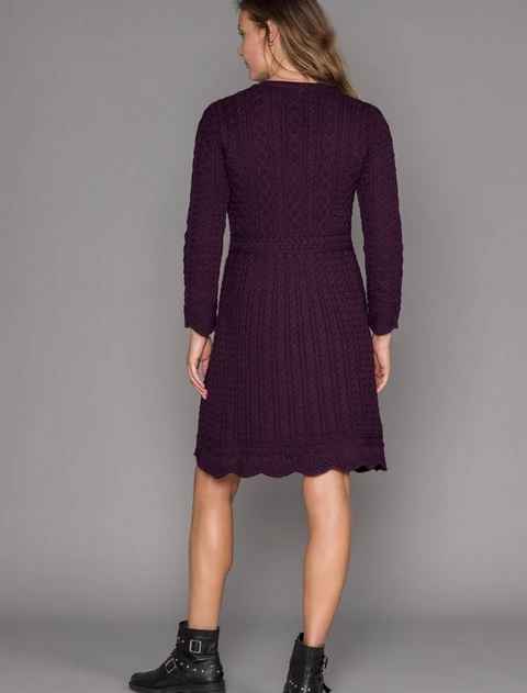 A Line Knitted Dress - Damson