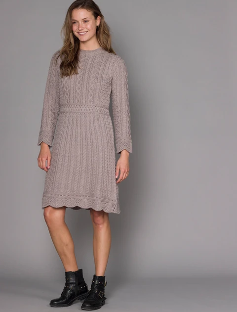 A Line Knitted Dress - Stone
