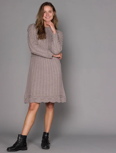 A Line Knitted Dress - Stone