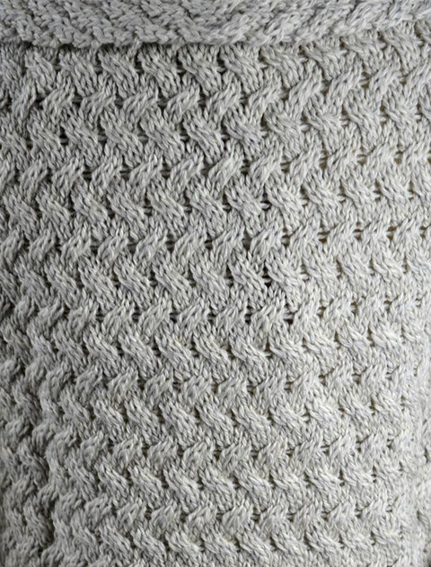 Pattern Detail of Waterfall Cable Cardigan - color: Silver; type: Macro