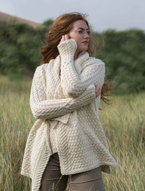 Waterfall Cable Cardigan - color: Natural White; type: Primary