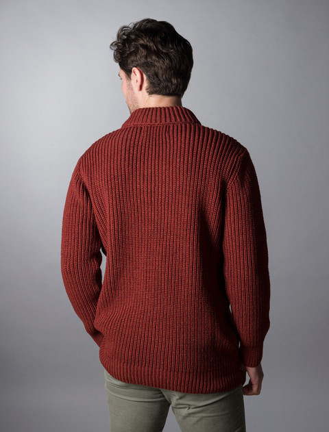 Fisherman Shawl Neck Sweater - Sienna