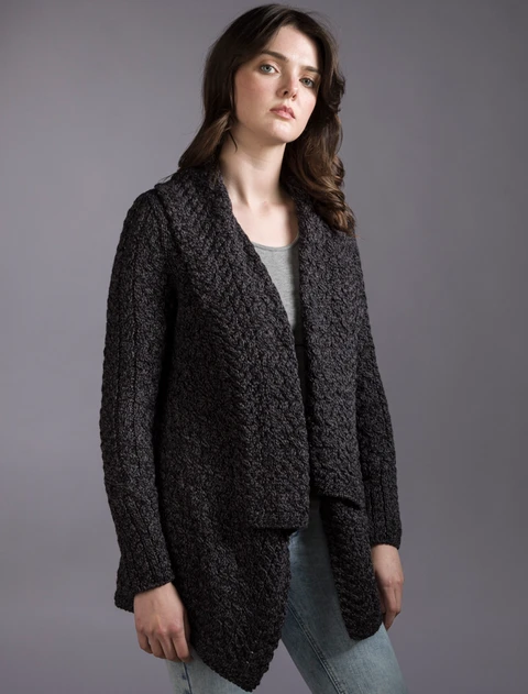 Waterfall Cable Cardigan - color: Anthracite; type: Primary