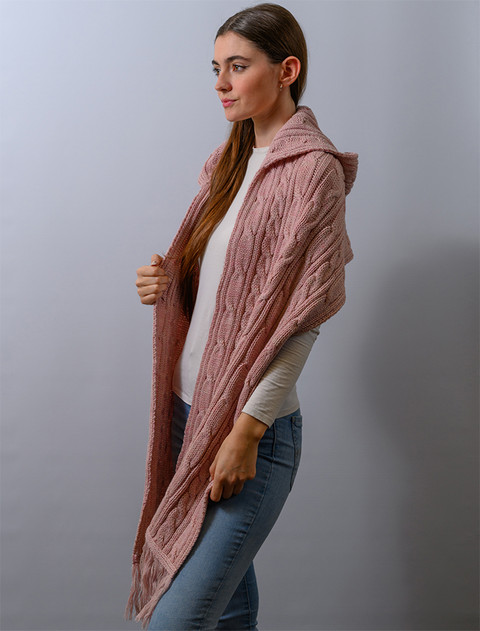 Hooded Scarf Shawl - Dusty Pink