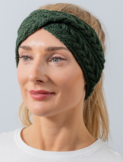 Supersoft Merino Crossover Headband - Seaweed Green