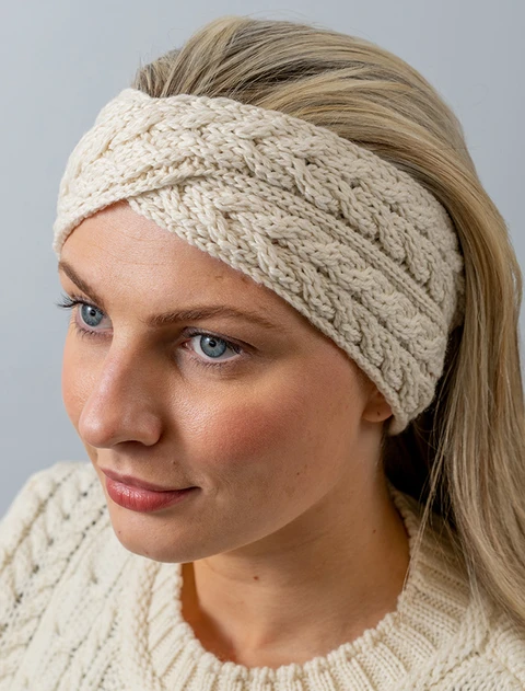 Supersoft Merino Crossover Headband - Natural White