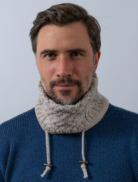 Men's Super Soft Trellis Snood Scarf  - Toasted Oat
