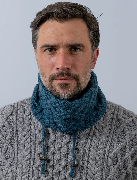 Men's Super Soft Trellis Snood Scarf - Irish Sea