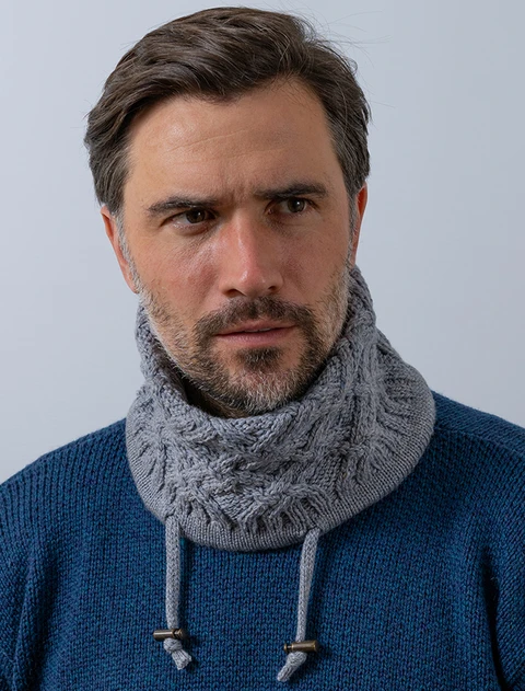 Men's Super Soft Trellis Snood Scarf  - Ocean Grey