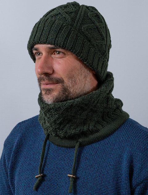 Men's Super Soft Trellis Snood Scarf  - Seaweed Green