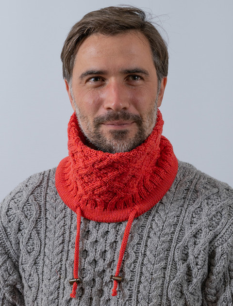 Men's Super Soft Trellis Snood Scarf - Coral
