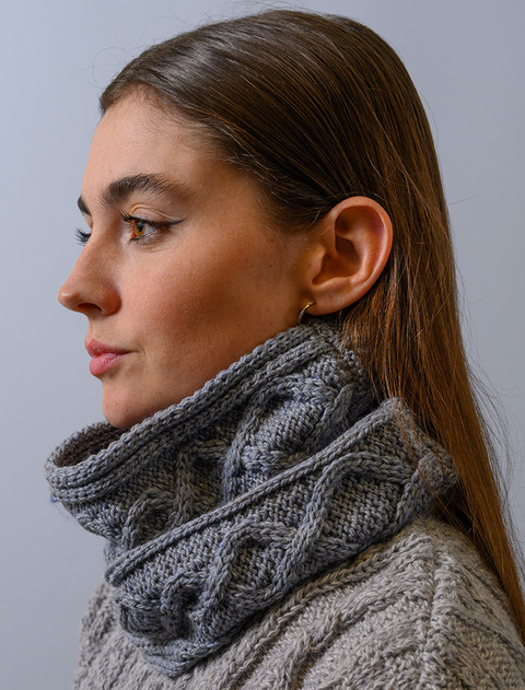 Extra Soft Aran Snood - Ocean Grey