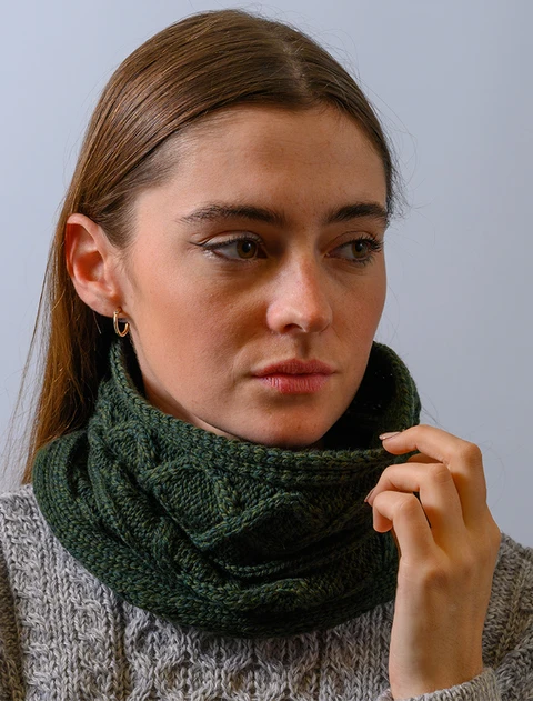 Extra Soft Aran Snood - Seaweed