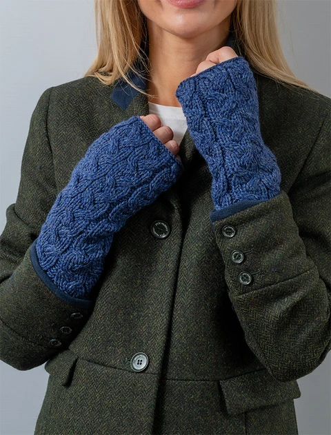 Super Soft Long Fingerless Mittens - Ink