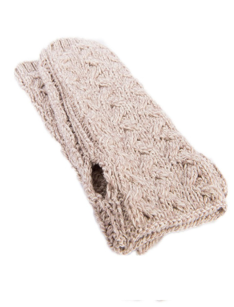 Super Soft Long Fingerless Mittens - Toasted Oat
