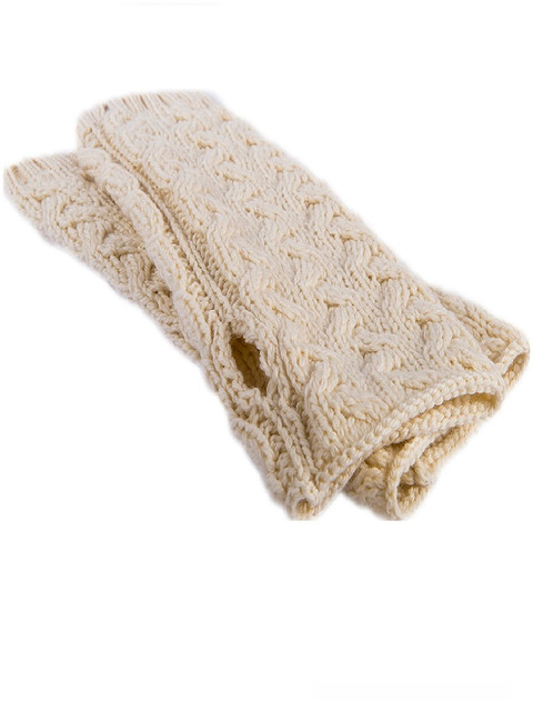 Super Soft Long Fingerless Mittens - Classic Aran
