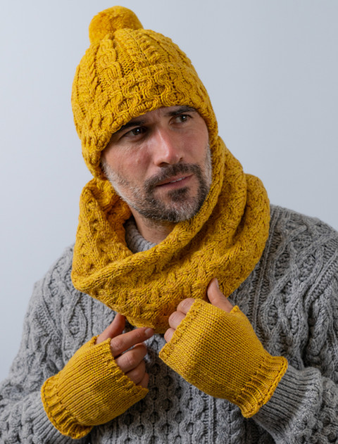 Super Soft Aran Infinity Scarf - Sunflower Yellow