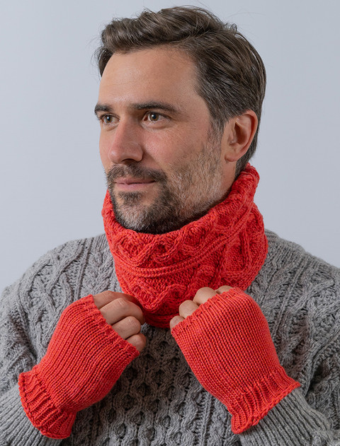 Super Soft Fingerless Mittens - Coral