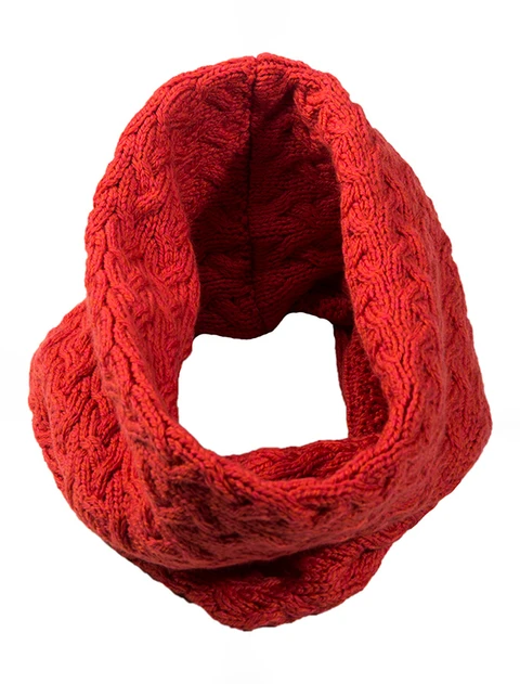 Super Soft Aran Infinity Scarf - Coral