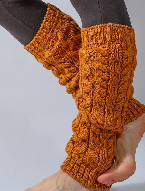 Merino Wool Aran Leg Warmers - Golden Ochre