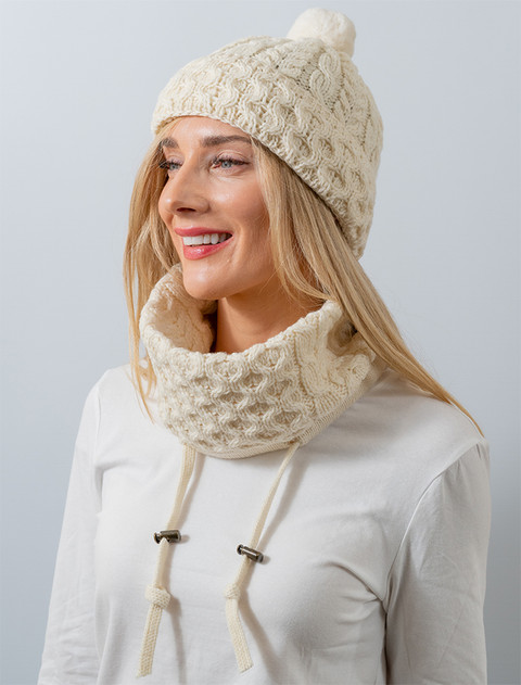 Extra Soft Aran Snood - Natural White