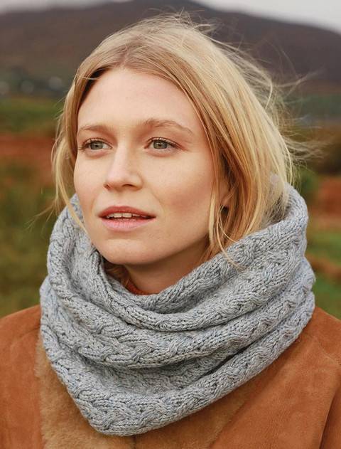 Super Soft Aran Infinity Scarf - Ocean Grey