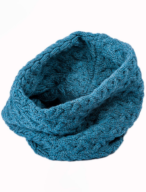Super Soft Aran Infinity Scarf - Irish Sea