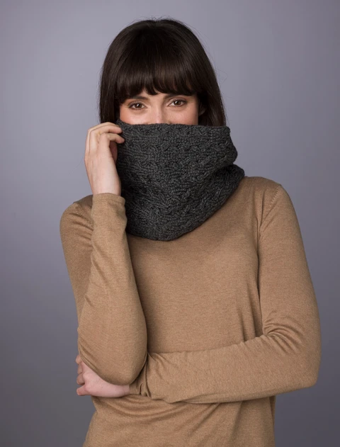 Super Soft Aran Infinity Scarf - Slate Grey