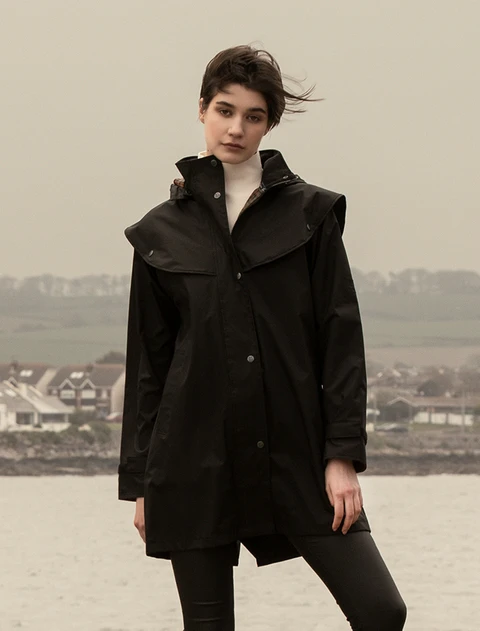 Skellig Ladies Waterproof 3/4 Coat - Black