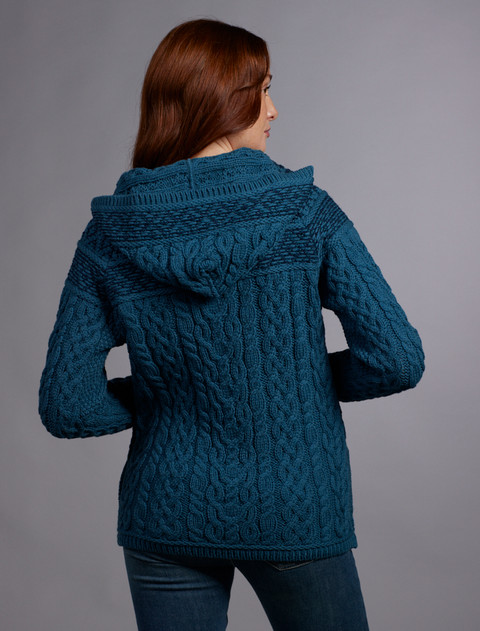 Fairisle Knit Hoodie - Teal/Sherwood