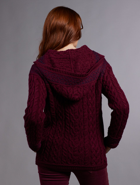 Fairisle Knit Hoodie - Wine/Damson