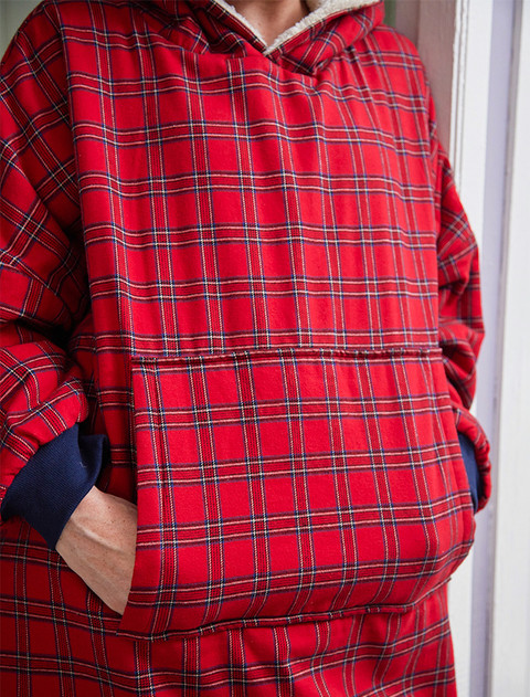 Ladies Irish Flannel Lounge Hoodie - Red Tartan
