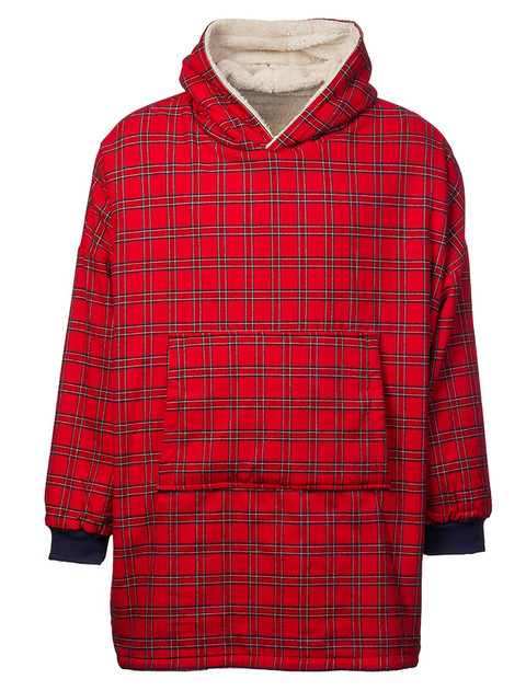 Ladies Irish Flannel Lounge Hoodie - Red Tartan