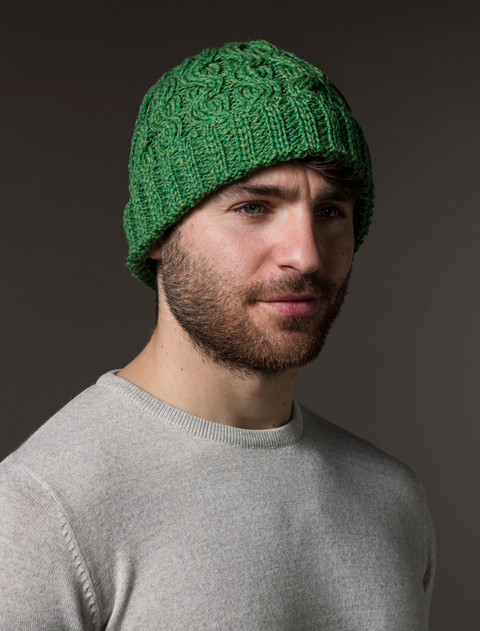 Merino Wool Cable Knit Hat - Kiwi