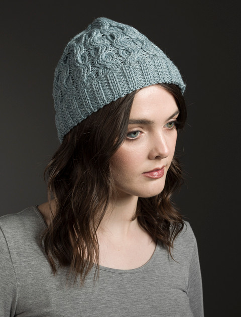 Merino Wool Cable Knit Hat - Misty Marl