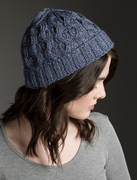 Merino Wool Cable Knit Hat - Denim