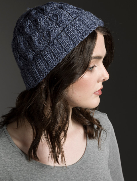 Merino Wool Cable Knit Hat - Denim