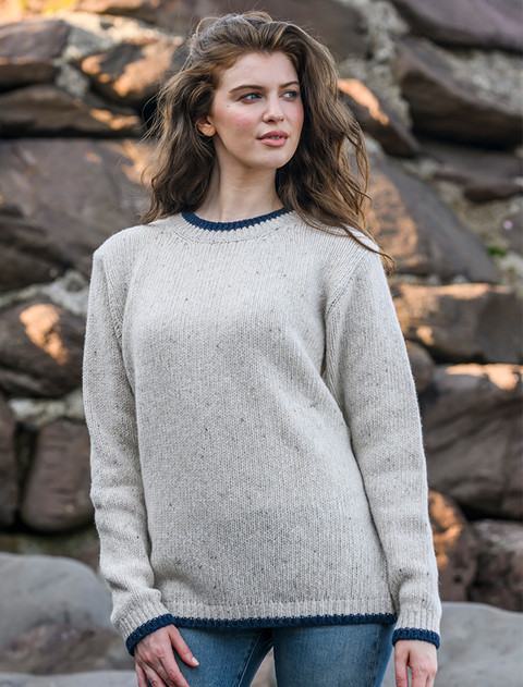 Ladies Wool Cashmere Fisherman Sweater - Chalkstone