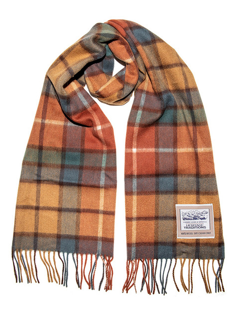 Pure Wool Tartan Check Scarf - Autumn Check