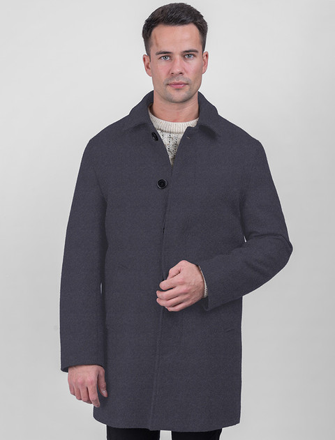 Men's Tweed Cashmere Coat - Medium Blue