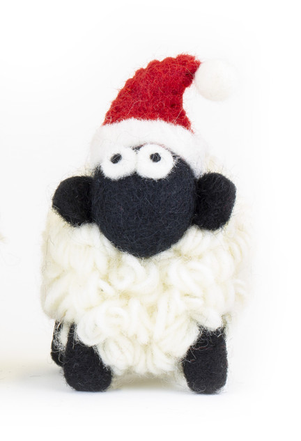 Christmas Irish Sheep With Santa Hat Tree Decoration