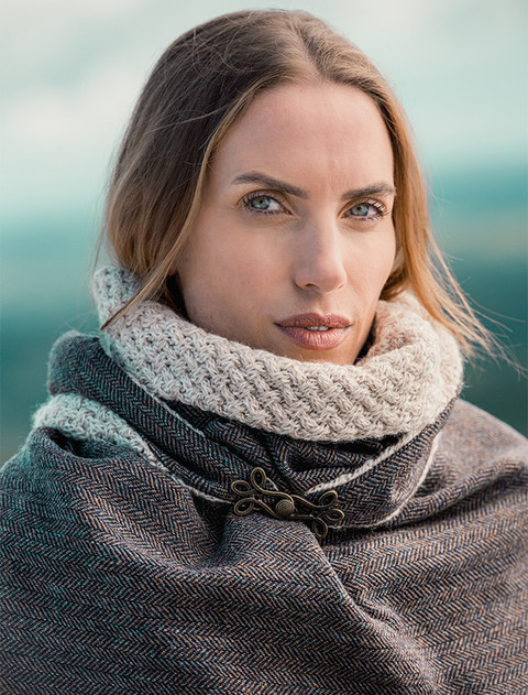 Wool Tweed Cowl - Brown
