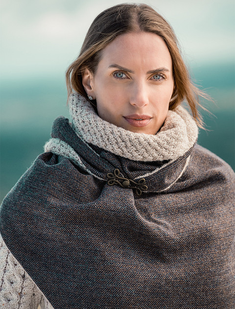 Wool Tweed Cowl - Brown