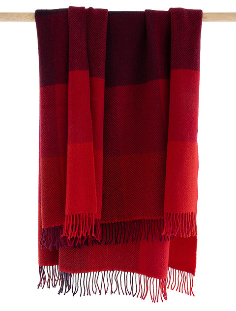 Merino Wool Cashmere Throw - Red Wine & Burgundy